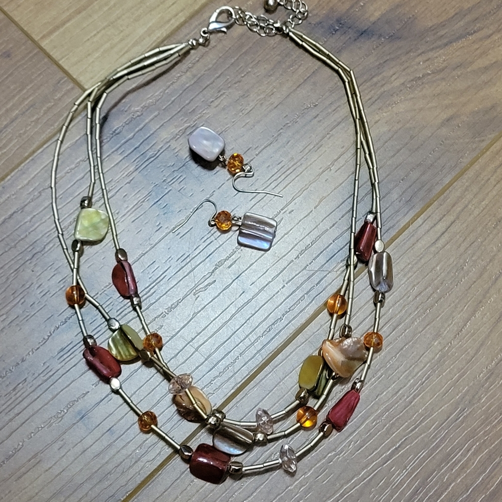 Beaded Necklace and Earrings Set